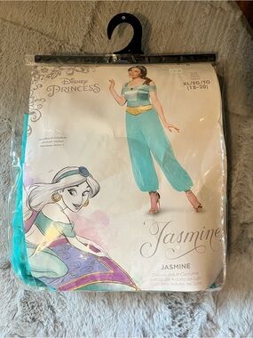 Women’s Disney Jasmine Wide Leg Pants Jumpsuit in Teal and Gold